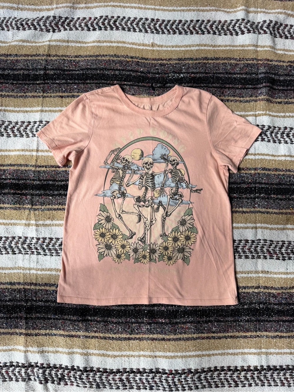 Zoe + Liv Peach Graphic Skeleton Dance Tee